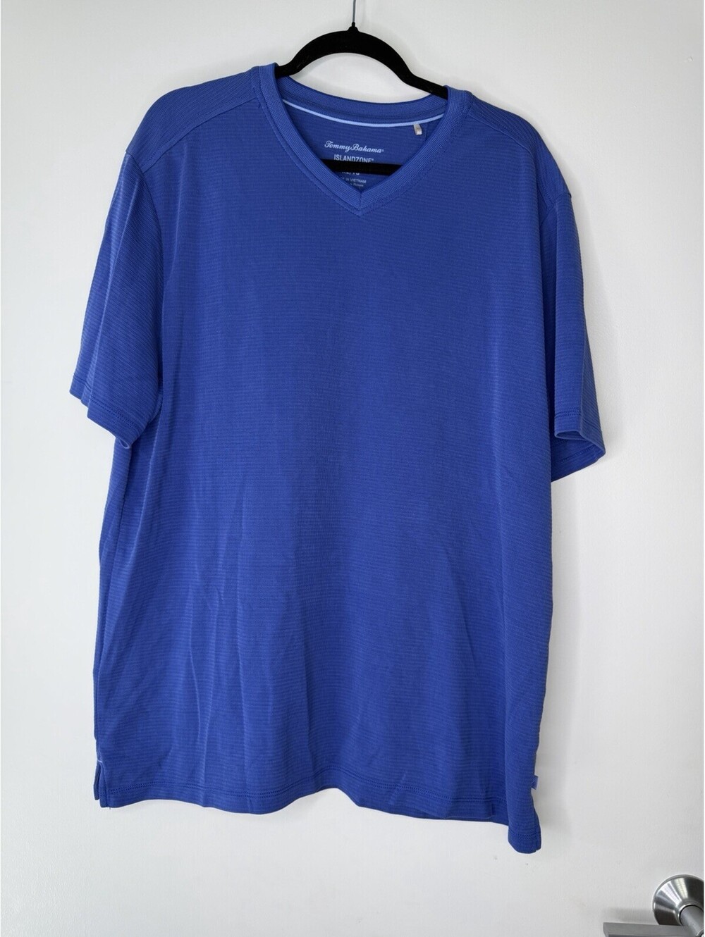 Tommy Bahama Coastline Blue Keyport Diamond IslandZone V Neck Shirt Size XL